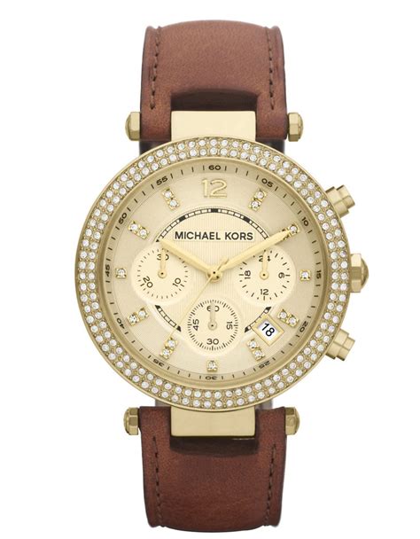 michael kors brown leather band watch mk-2012